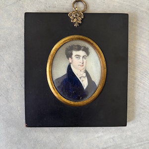 Antique Miniature Painting of a Gentleman, Early 19th Century.