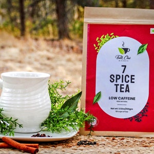 7 Spice Loose Herbal Milk Tea - Low Caffeine Assam Tea with Cinnamon, Mint, Cardamom, Cloves, Bay Leaf, Fennel Seed, and Black Pepper