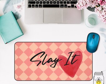 Slay It Affirmation Large computer Desk Mat, XL mouse pad, Aesthetic desk decor, mouse pad sublimation, extended mouse pad, gaming desk mat