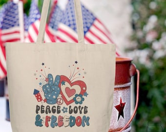 Patriotic Freedom Hippie Tote | Boho Fourth of July Picnic Bag | America Freedom Tote