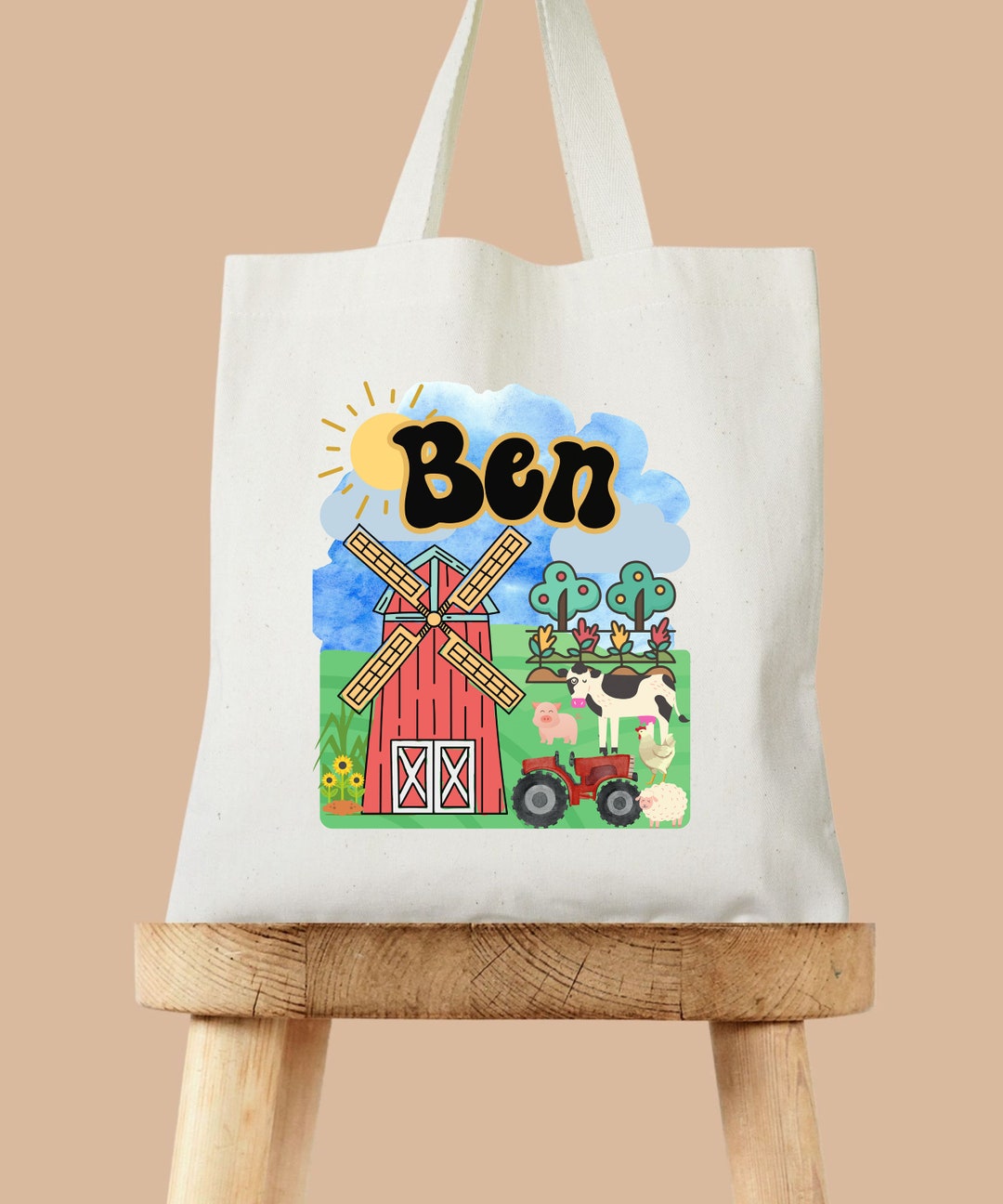 Personalized Farm Tote, Custom Tote, Beach Tote, Sleepover Tote
