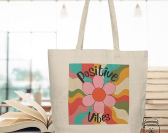 Boho Chic Tote with Vintage Floral Design for Positive Vibes