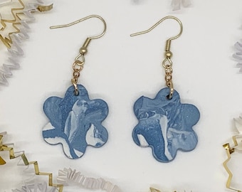Indigo - Flowers (Handmade BTS Inspired Clay Drop Earrings)
