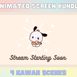 Animated Twitch Overlays Kawaii Chibi Characters  - Twitch - Youtube - Overlay - Stream - Screen - Pink - Cute - Stars - Hearts - Livestream