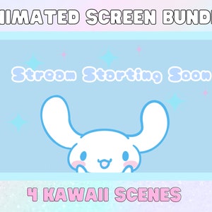 Animated Screens &quot;Kawaii Puppy&quot; - Twitch - Youtube - Overlay - Stream - Cloud - Blue - Cute - Stars - Hearts - Puppy - Dog - Sky - Kawaii