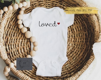 Archivos SVG, amado Svg, Recién nacido Onesie Svg, Valentine onesie Svg, minimalista Valentine onesie, Archivos de corte digital Cricut Silhouette Jpg Pdf Png