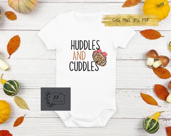 SVG Files, Huddle and Cuddle Svg, Football Onesie Svg, Football with bow Svg, Clip art, Digital Cut Files Cricut Silhouette Jpg Pdf Png