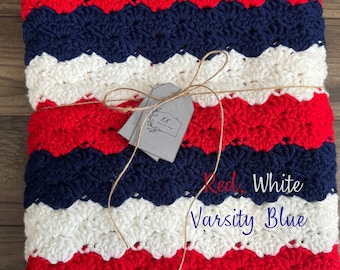 USA Crochet Baby Blanket, Baby Gift, Handmade Blanket, Newborn Blanket, Baby Shower Gift, Baby Blanket Crochet, 4th of July, 250 years