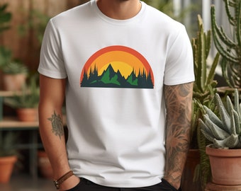 Mountains Shirt, Unisex, Graphic Shirt, Hiking, Camping, Outdoors, Trees, Adventure, T-shirt