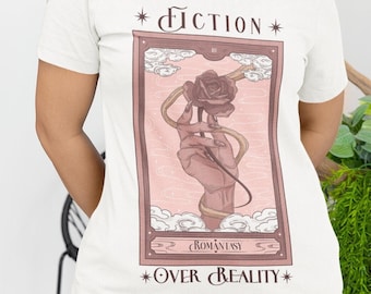 Romantasy T-Shirt, Fiction over Reality, Romance Reader, Booktok Merch, Bookish Merch, Gift for Book Lover
