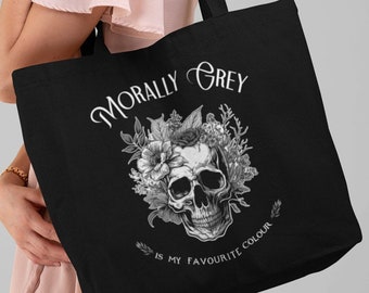 Morally Grey Large Shopping Tote Bag, Booktok Merch, Dark Romance Reader, Smut Reader, Bookish Merch, Book Lover Gift
