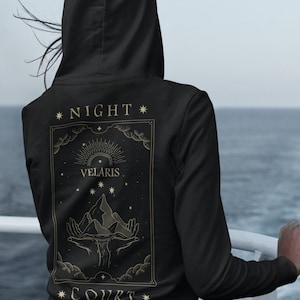 ACOTAR Inspired Night Court Tarot Style Zip Up Hoodie, Literary Hoodie, SJM Fandom, Bookish Gift