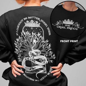 The Cruel Prince Double Sided Print Sweatshirt, Folk Of Air, Cardan Greenbriar, Romantasy Bookish merch, Book Lover Gift