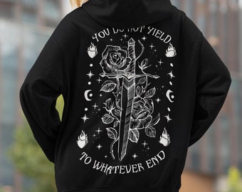 Op TOG geïnspireerde Fireheart hoodie met rits, You Don't Yield, hoodie met print op de achterkant, SJM Fandom Bookish Gift