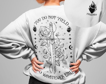 TOG inspiriert- Feuerherz, du gibst nicht nach, doppelseitiger Druck, Sweatshirt, SJM Fandom, Bücherwurm Geschenk