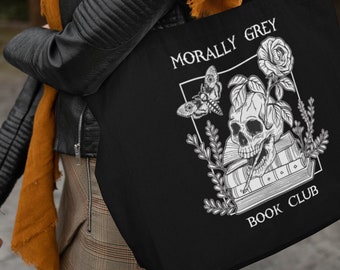 Booktok Morally Grey Book Club Shopping Tote Bag, Large Shoulder Bag, Bookish Merch, Dark Romance reader, Smut Reader, Book Lover Gift