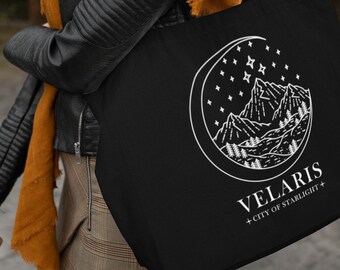Bolso de mano para compras ACOTAR Velaris, bolso grande para el hombro, merchandising literario, Night Court, SJM, A Court Of Thorns, regalo para amantes de los libros
