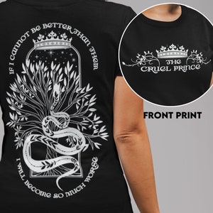 The Cruel Prince Double Sided Print T-Shirt, Folk Of Air, Cardan Greenbriar, Romantasy Bookish merch, Book Lover Gift
