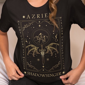 ACOTAR geïnspireerd Azriel tarotstijl T-shirt, Velaris, literair T-shirt, SJM-fandom, leesgrage cadeau, schaduwzanger