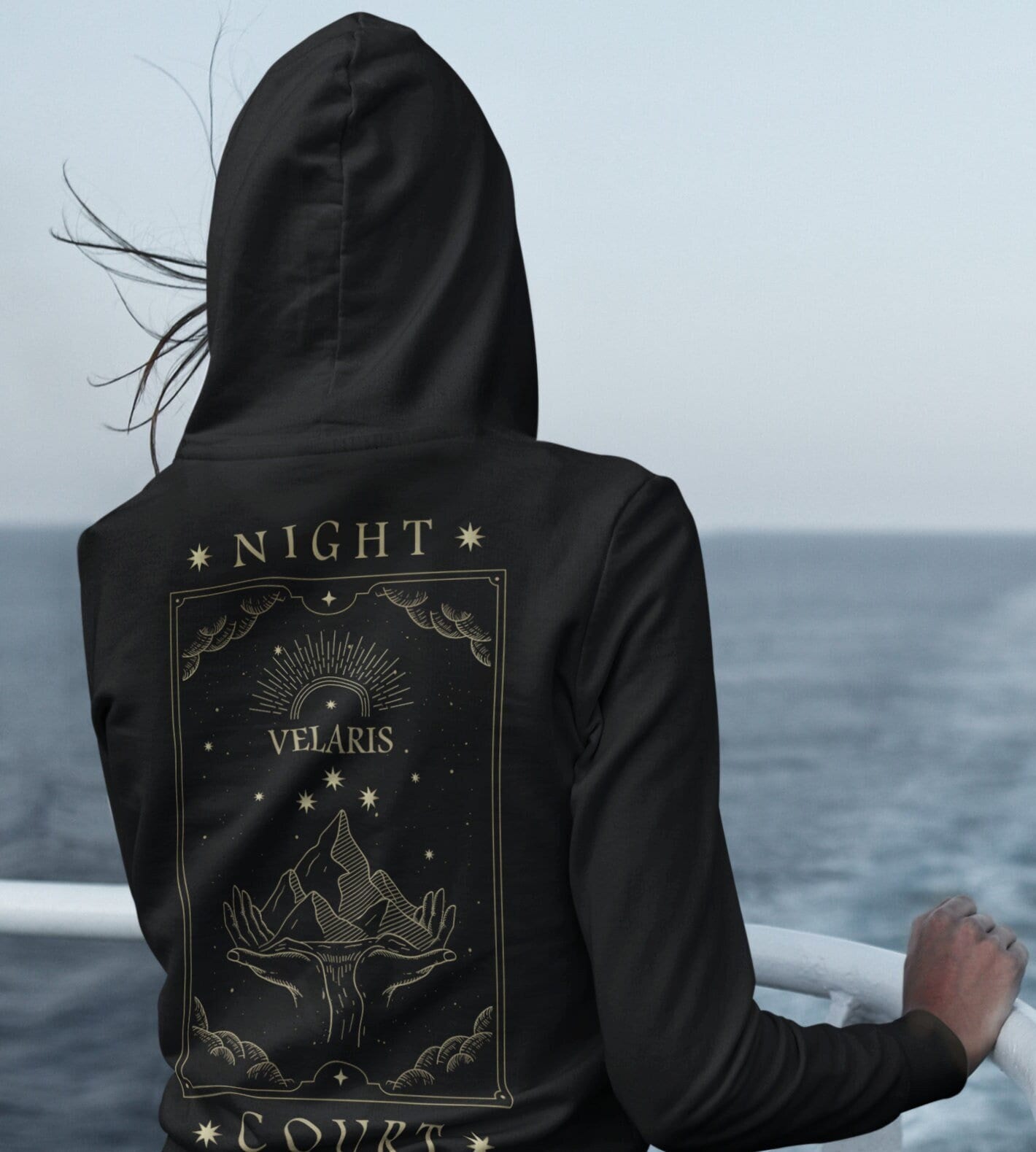 ACOTAR Inspired Night Court Tarot Style Zip up Hoodie, Literary