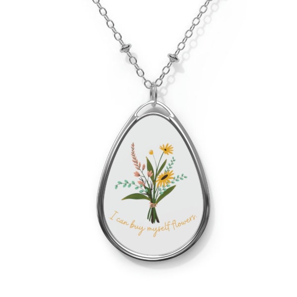 I can buy myself flowers Oval Necklace. Miley Cyrus, 2023, Flowers Necklace, Flowers Jewelry