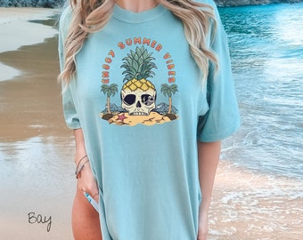 Comfort Colors Enjoy Summer Vibes Shirt, Comfort Colors Shirt, Summer Vibes Shirt, Trendy Skeleton Shirt, Trendy Skull Shirt, Skeleton Shirt