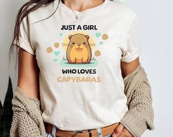 Just a Girl Who Loves Capybaras Shirt, Capybara Graphic Tees, Capybara Shirts for Women, Capybara Gifts for Her, Funny Animal Tshirts