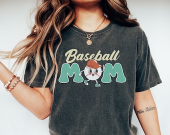 Baseball Mom Cartoon Shirt, Baseball Mama Tee, Baseball Mom Shirt, Baseball Shirt For Mom, Sports Mom Shirt, Mothers Day, Baseball Shirt