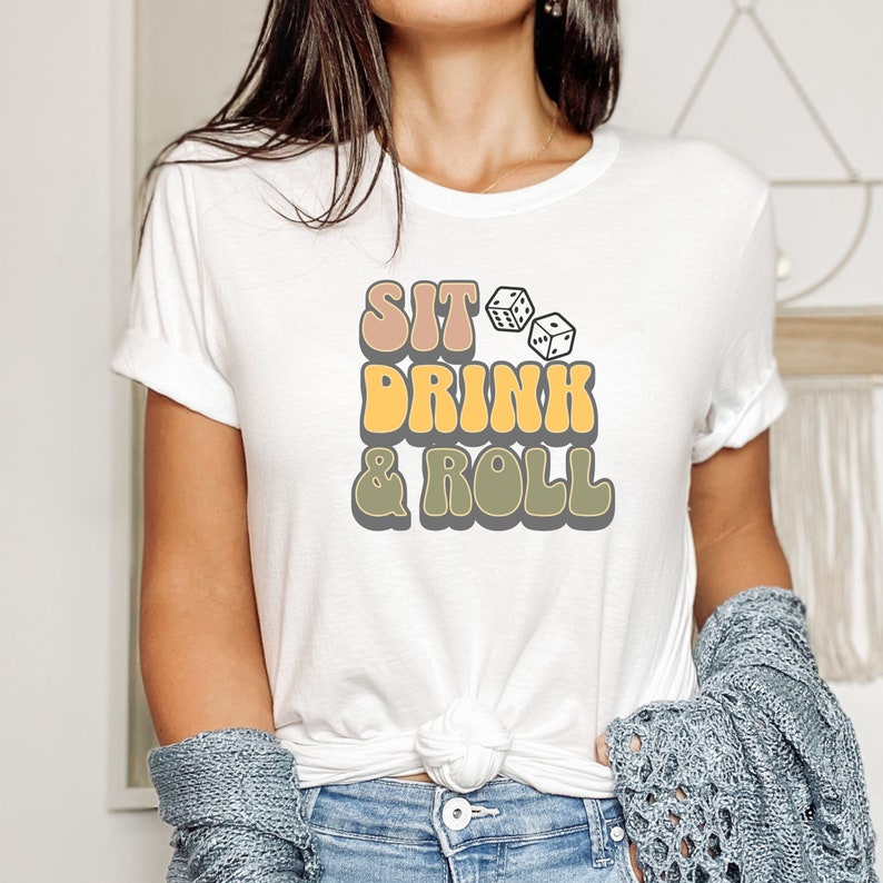 Sit Drink and Roll Bunco Tee, Bunco Shirt, Dice Shirt, Bunco Tee, Bunco Tshirt, Dice Tee, Dice Tshirt, Bunco Lover Gifts, Girls Night Out afbeelding 1