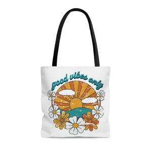 Good Vibes Only Bag, Retro Tote, Retro Bag, Vintage Tote, Vintage Bag, Good Vibes Only Tote, Gift for mom, Motivational Tote Bag, Tote