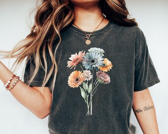Floral Bouquet Shirt, Comfort Colors Shirt, Flowers T-Shirt, Boho Wildflowers Floral Nature Shirt, Boho Floral Shirts, Wildflower Shirt