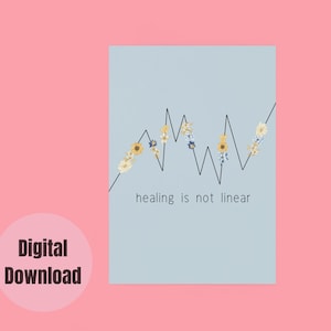 Healing is Not Linear Printable Wall Art Print, Motivational Mental Health Poster, Self Care Wall Art Decor, Digital Download Prints Quotes