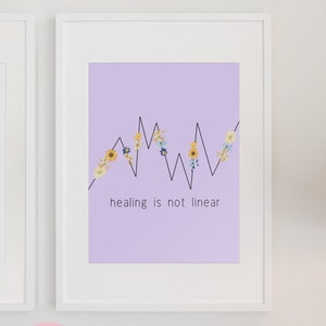 Healing is Not Linear Printable Wall Art Print, Motivational Mental Health Poster, Self Care Wall Art Decor, Digital Download Prints Quotes
