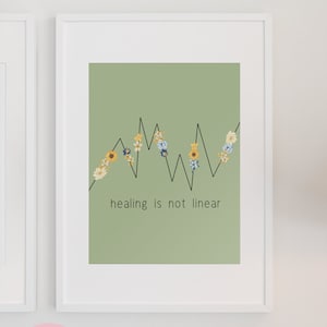 Healing is Not Linear Printable Wall Art Print, Motivational Mental Health Poster, Self Care Wall Art Decor, Digital Download Prints Quotes
