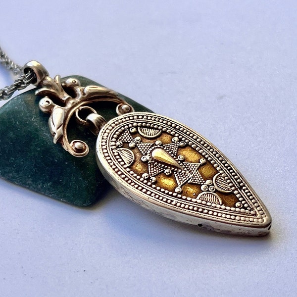 Turkmen Gold Plated Silver Pendant,Ethnic Necklace,Afghani Jewelry,Silver Tribal Necklace,Antique Necklace,Turkmen Jewelry,Kuchi Jewelry
