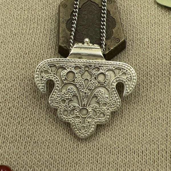 Museum Quality Silver Turkmen Pendant,Silver bohemian Pendant, Silver Afghani Jewelry,Gypsy Pendant,Antique Silver Necklace,Kuchi Jewelry