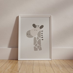 Boho Giraffe Infant Nursery Jungle Animals Printable Poster Baby Room Decor Toddler Playroom Gender Neutral Baby Room Earth Tones Wall Art