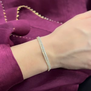 Iced Out CZ Tennis Bracelet, 925 sterling silver and 14k gold plated