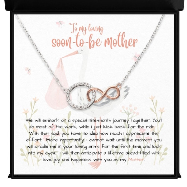 Necklace for Expecting Mom - Pregnancy Gift from Unborn Child - Mommy To Be Jewelry - Infinity Bond Necklace with Card Set - To My Mommy