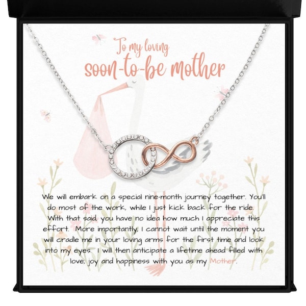 Collar para futura mamá - Regalo de embarazo de un niño no nacido - Mamá para ser joyería - Collar Infinity Bond con juego de tarjetas - Para mi mamá