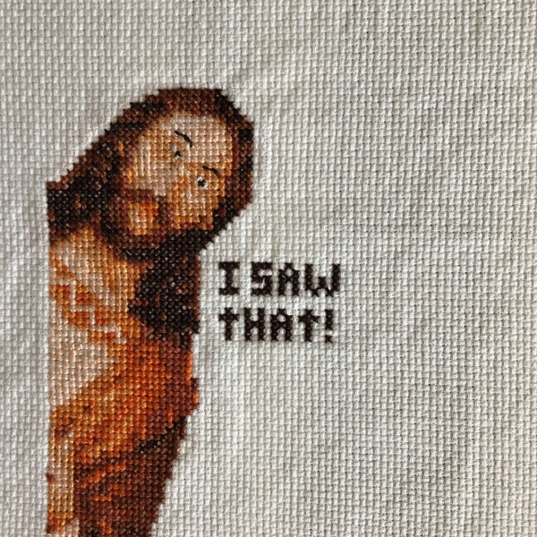 Jesus - "I Saw That" finished cross-stitch.  Great Gift Idea - Preachers Gift - Paster's Wife gift - Funny Gift