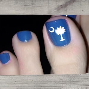 Palmetto Tree Pedicure Nail Art Decals: Monogram Toe Design