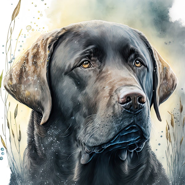 Pet Portrait Dog Owner Gift Dog Memorial Pet Painting Gift Dog Lover Watercolor Black Lab Dog