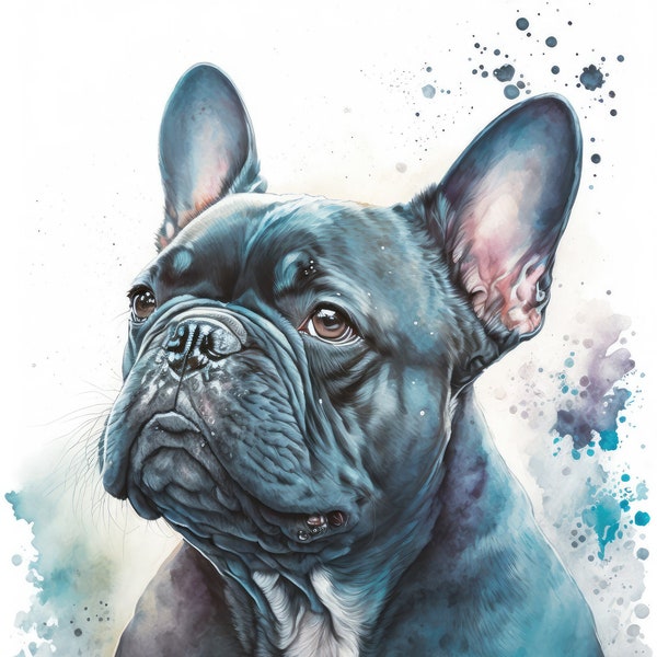 Dog Portrait Frenchie Owner Gift for Dog Memorial Pet Painting Gift Birthday Dog Lover Watercolor of French Bulldog