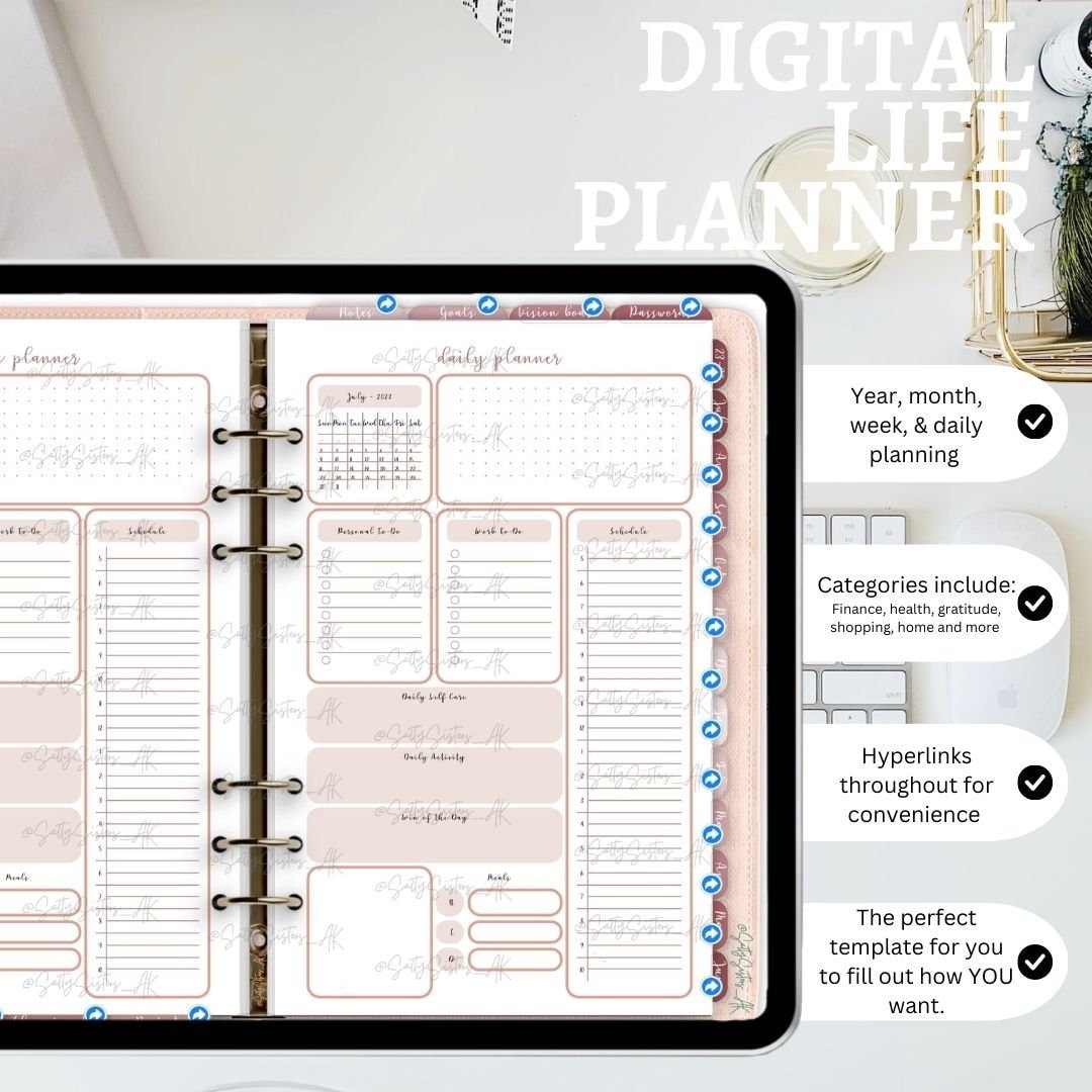 The Comprehensive Digital Life Planner in Dusty Rose - Etsy