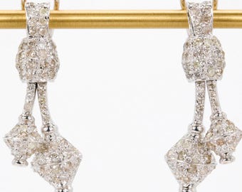 1.50 CTW Dangle Diamond Earrings in 18 White Gold