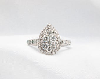 14K White Gold Pear Shaped 1.25 ctw. Diamond Ring