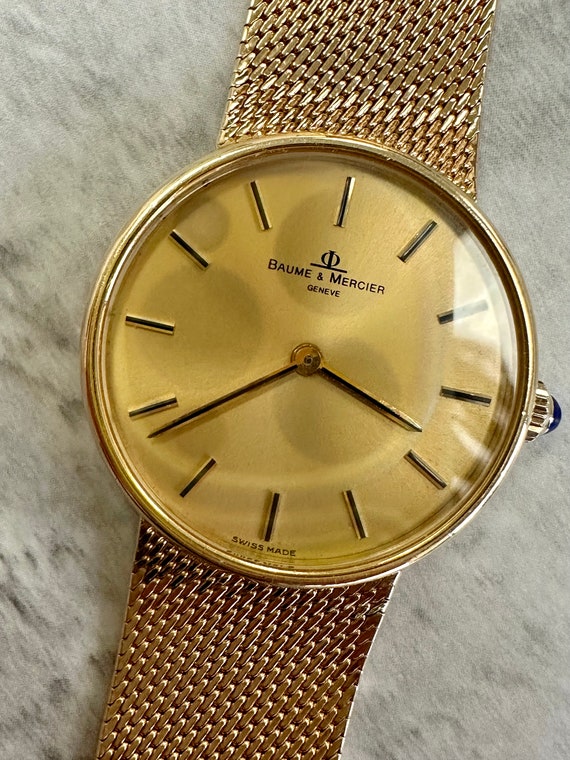 18k Yellow Gold Vintage Baume & Mercier Watch - image 2