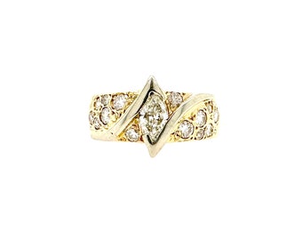 Vintage 14k Yellow Gold Marquise Diamond Ring 1.15 ctw