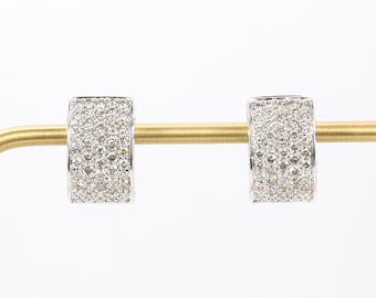 18K White Gold 1.82 CTW Diamond Huggie Hoop Earrings